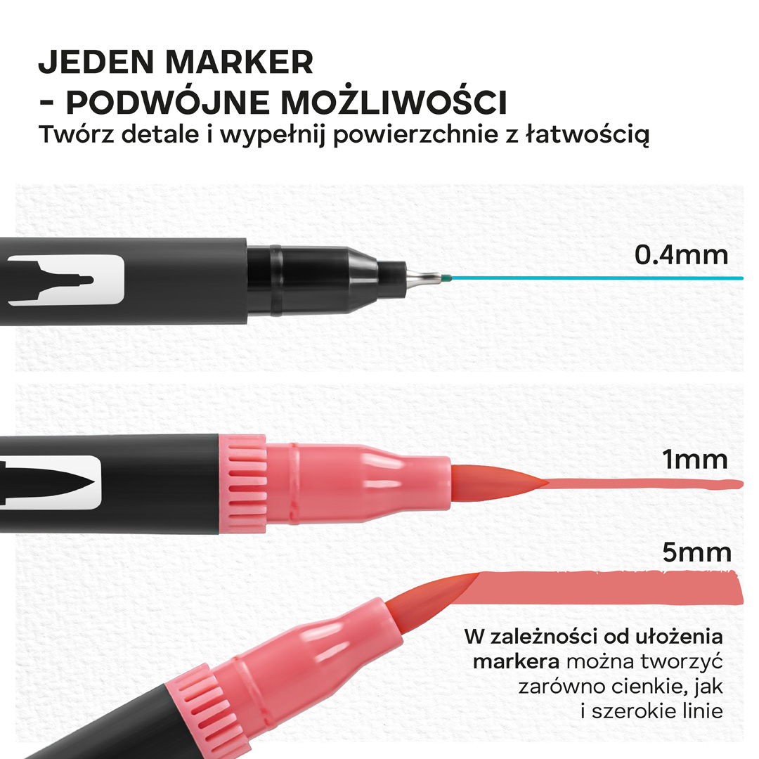 Markery Akwarelowe Zestaw 100 Sztuk Mazaki Pisaki Flamastry Dwustronne Wodne INFOGRAFIKI_MARKERY_AKWARELOWE_100-06