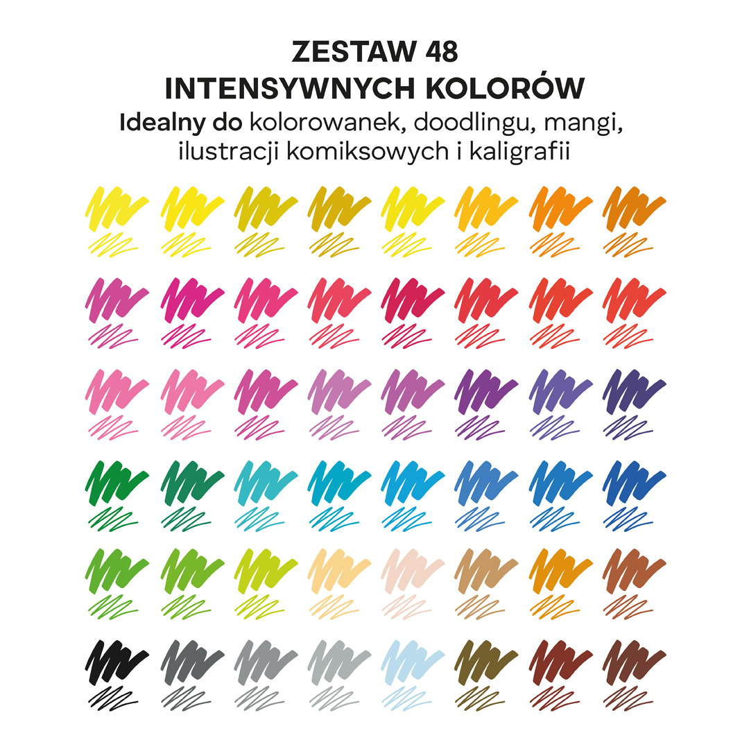 MARKERY AKWARELOWE WODNE DWUSTRONNE zestaw 48 kolorów INFOGRAFIKI_MARKERY_AKWARELOWE_48-05