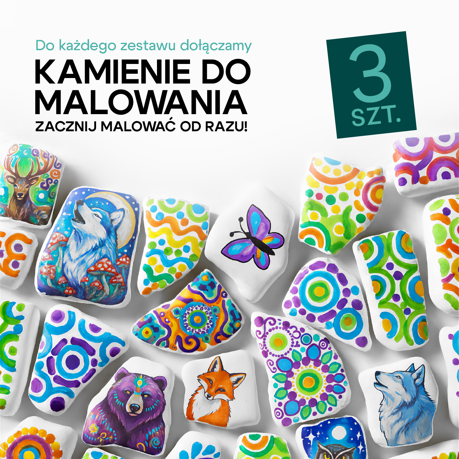 Markery Akrylowe Pisaki Mazaki Dwustronne Wodoodporne 36 sztuk + 3 Kamienie do malowania MARKERY_AKRYLOWE_36-08