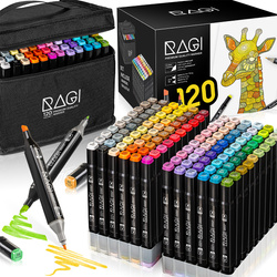 MARKERY ALKOHOLOWE 120 Mazaki Flamastry Pisaki Dwustronne + PODSTAWKA TORBA