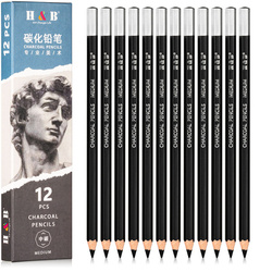 Ołówki Węglowe Duży Zestaw 12 Szt. MEDIUM - Idealne dla Artystów